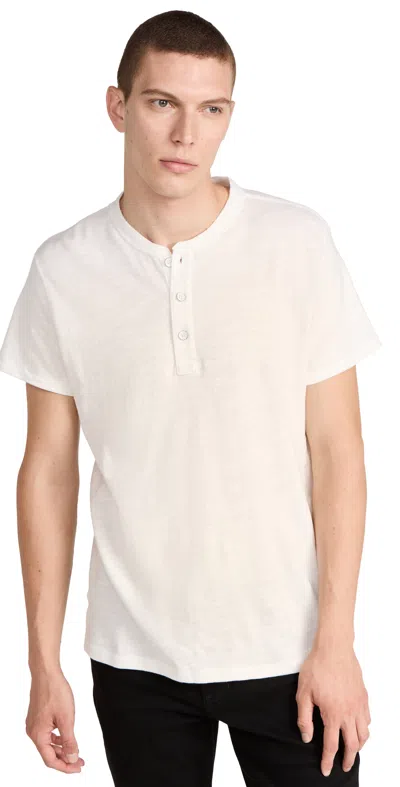 Rag & Bone White Cotton Classic Short Sleeve Henley