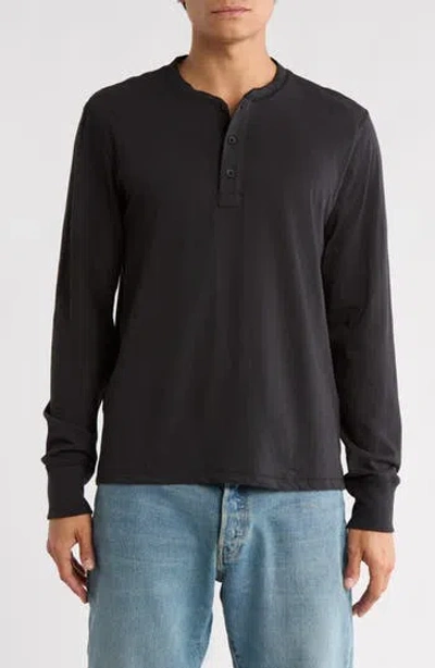 Rag & Bone Classic Slub Jersey Henley In Black
