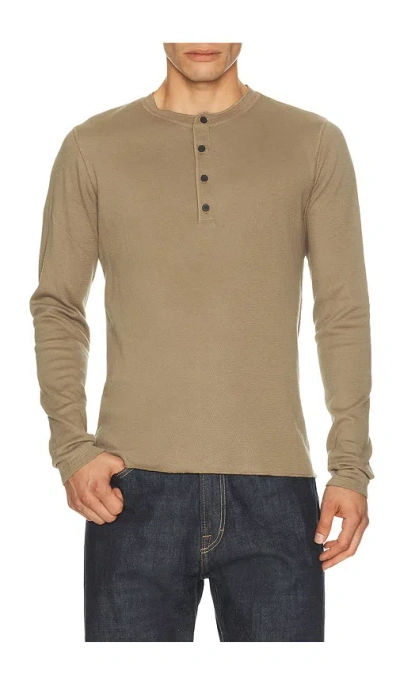 Rag & Bone Classic Textured Knit Henley In Brown