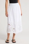 Rag & Bone Clem Broderie Anglaise Trim Cotton Midi Skirt In Multi