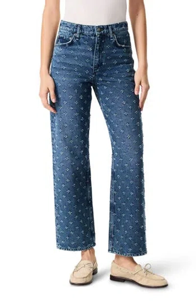 Rag & Bone Clip Dot High Waist Relaxed Straight Leg Jeans In Blue