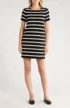 Rag & Bone Colette Stripe Short Sleeve Shift Dress In Black