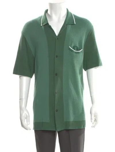 Pre-owned Rag & Bone Collar Short Sleeve Polo Sweater In Green