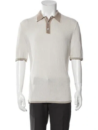 Pre-owned Rag & Bone Collar Short Sleeve Polo Sweater In Neutral