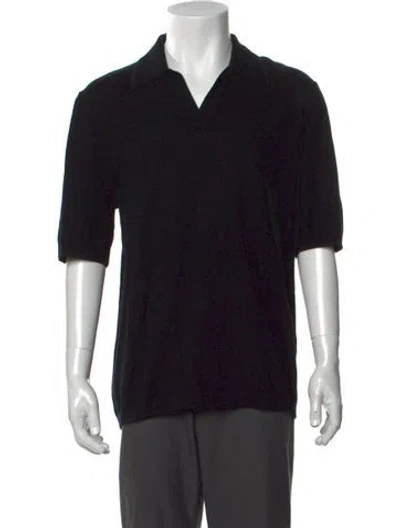 Pre-owned Rag & Bone Collar Short Sleeve Polo Sweater W/ Tags In Black