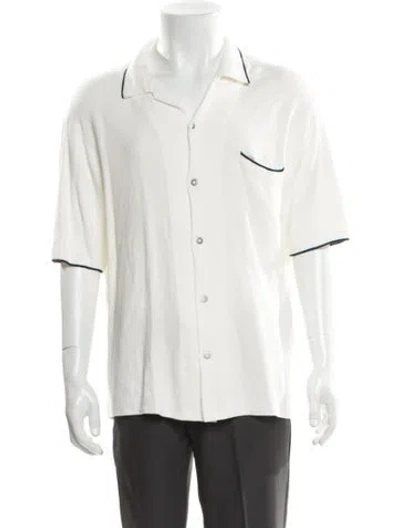 Pre-owned Rag & Bone Collar Short Sleeve Polo Sweater In White
