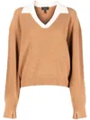 Rag & Bone Ribbed Knit Sweater With Contrast Collar In Braun