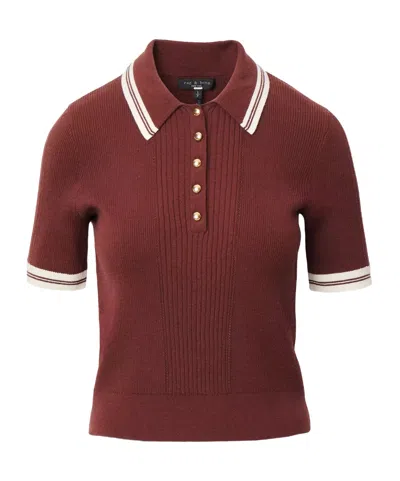 Rag & Bone Collared Polo Shirt In Brown