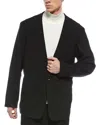 Rag & Bone Collarless Ripstop Wool Blazer In Black