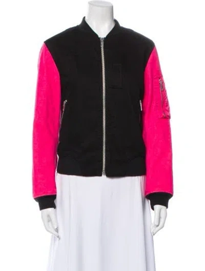 Pre-owned Rag & Bone Colorblock Pattern Bomber Jacket In Black