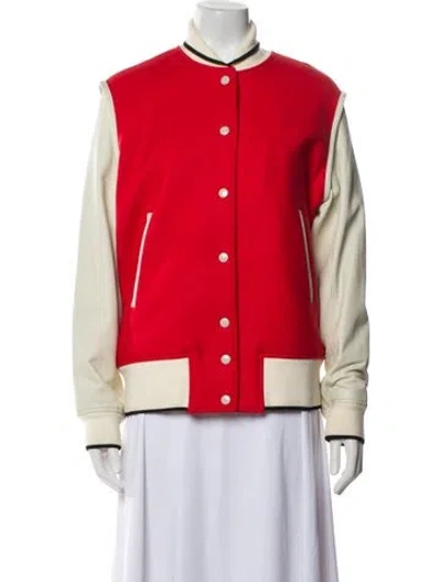 Pre-owned Rag & Bone Colorblock Pattern Bomber Jacket In Red