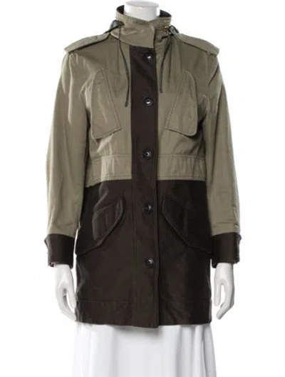 Pre-owned Rag & Bone Colorblock Pattern Coat In Green
