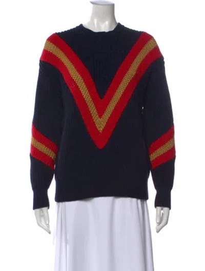 Pre-owned Rag & Bone Colorblock Pattern Crew Neck Sweater In Blue