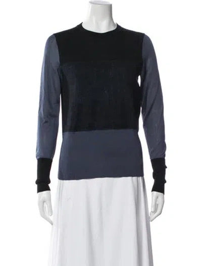 Pre-owned Rag & Bone Colorblock Pattern Crew Neck Sweater In Blue