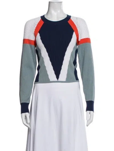 Pre-owned Rag & Bone Colorblock Pattern Crew Neck Sweater In Blue/white