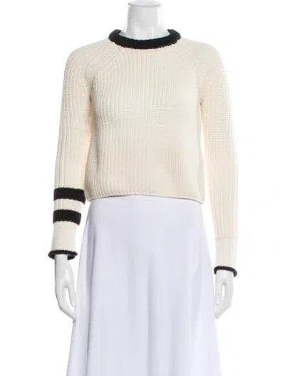 Pre-owned Rag & Bone Colorblock Pattern Crew Neck Sweater In White