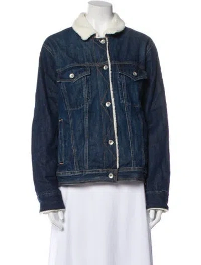 Pre-owned Rag & Bone Colorblock Pattern Denim Jacket In Blue