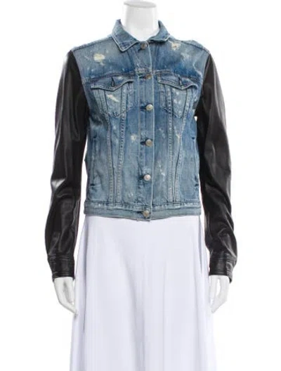 Pre-owned Rag & Bone Colorblock Pattern Denim Jacket In Blue
