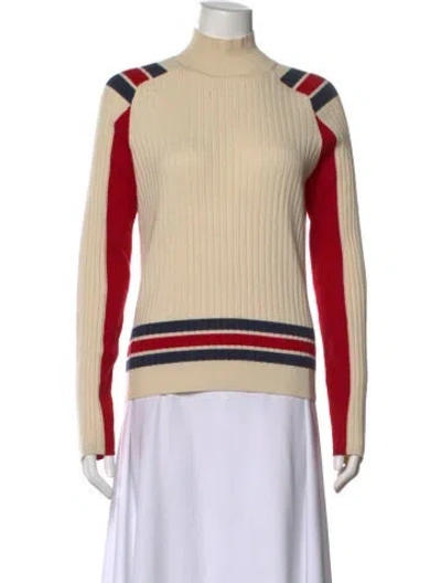 Pre-owned Rag & Bone Colorblock Pattern Mock Neck Sweater In Neutral