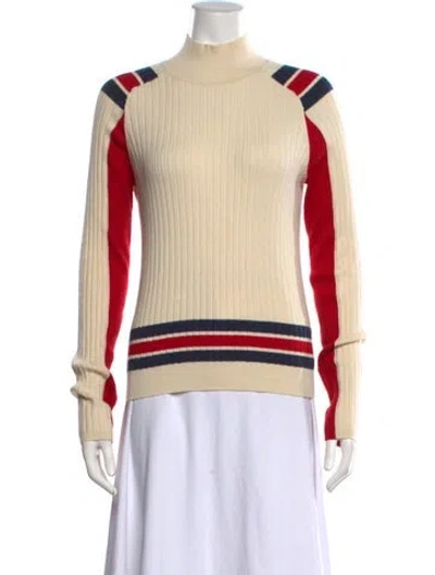 Pre-owned Rag & Bone Colorblock Pattern Mock Neck Sweater In Neutrals