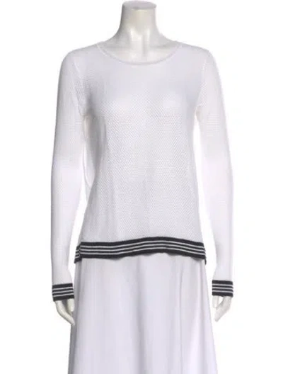 Pre-owned Rag & Bone Colorblock Pattern Scoop Neck Sweater In White