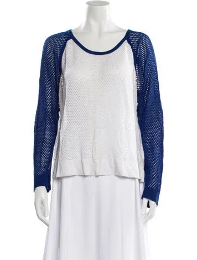 Pre-owned Rag & Bone Colorblock Pattern Scoop Neck Sweater In White