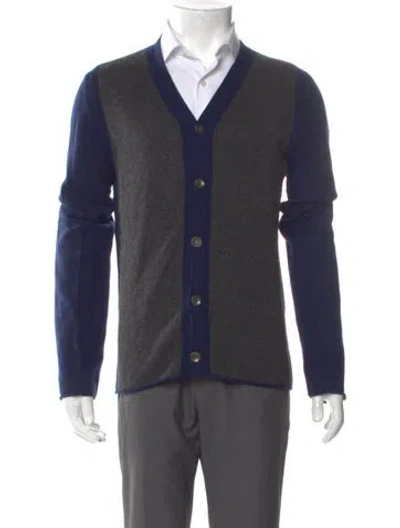 Pre-owned Rag & Bone Colorblock Pattern V-neck Cardigan In Gray