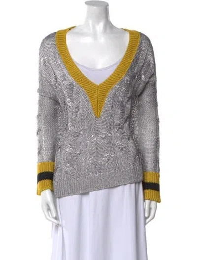 Pre-owned Rag & Bone Colorblock Pattern V-neck Sweater