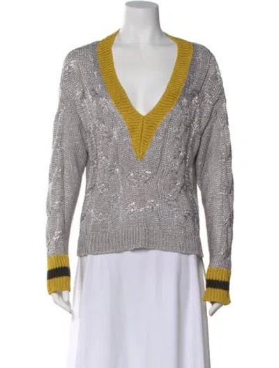 Pre-owned Rag & Bone Colorblock Pattern V-neck Sweater