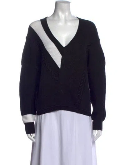 Pre-owned Rag & Bone Colorblock Pattern V-neck Sweater In Black