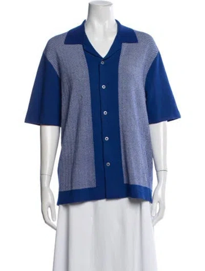Pre-owned Rag & Bone Colorblock Pattern V-neck Sweater In Blue