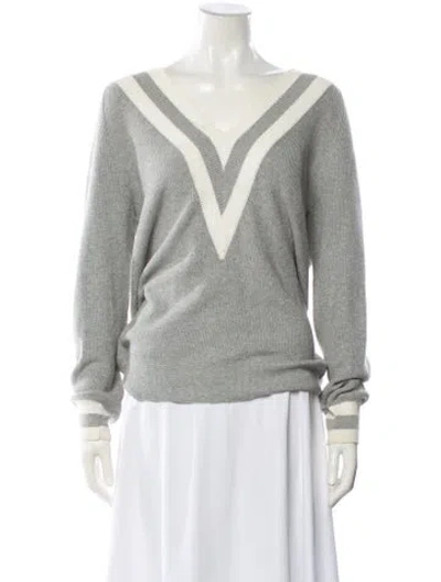 Pre-owned Rag & Bone Colorblock Pattern V-neck Sweater In Gray