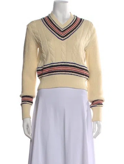 Pre-owned Rag & Bone Colorblock Pattern V-neck Sweater In Neutral