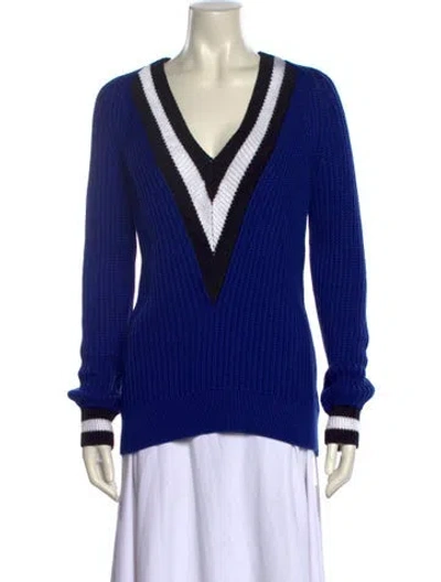 Pre-owned Rag & Bone Colorblock Pattern V-neck Sweater W/ Tags In Blue