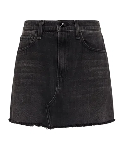 Rag & Bone Colorful Denim Midi Skirt In Black