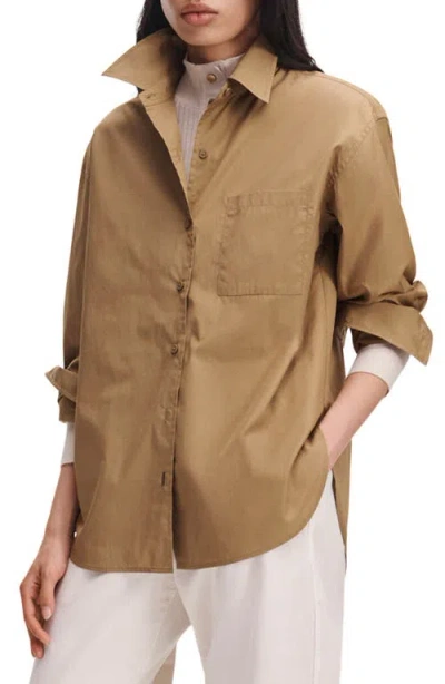 Rag & Bone Connie Cotton Poplin Button-up Shirt In Brown