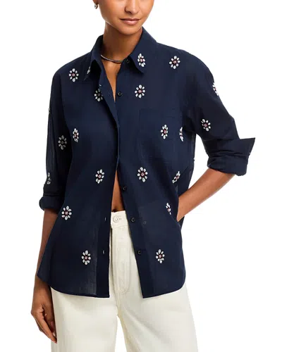 Rag & Bone Connie Embellished Button-up Shirt In Blue