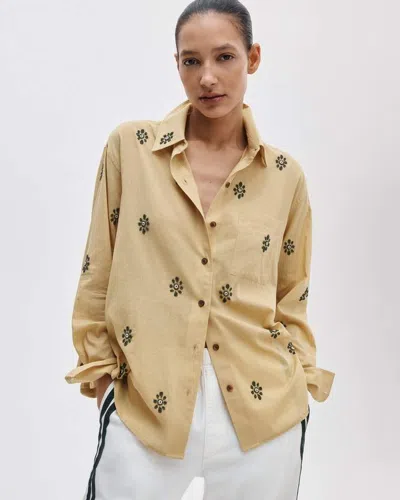 Rag & Bone Connie Embroidered Cotton Shirt In Yellow