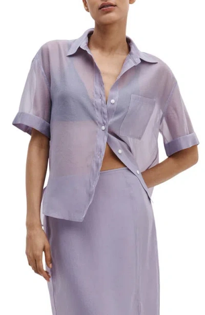Rag & Bone Connie Organza Button-up Shirt In Purple