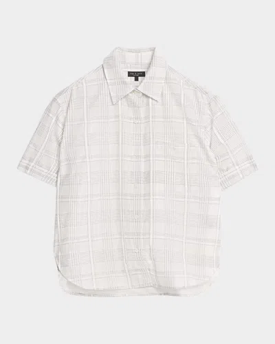 Rag & Bone Connie Short-sleeve Plaid Shirt In White