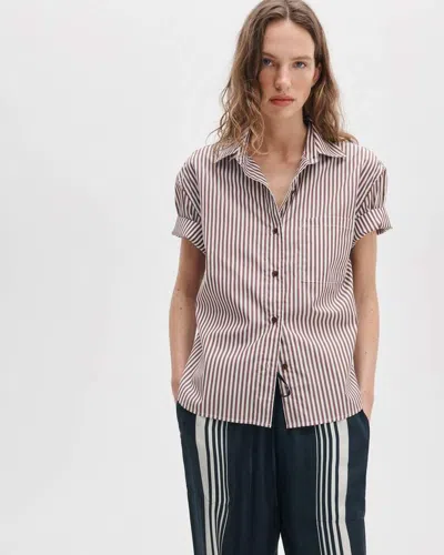 Rag & Bone Connie Short-sleeve Poplin Shirt In Pink