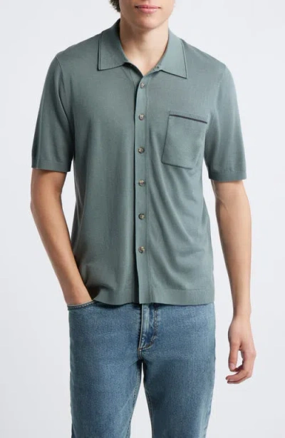 Rag & Bone Conrad Silk Blend Shirt In Green