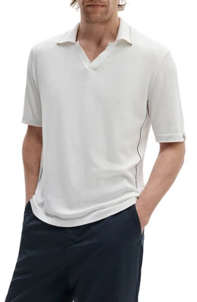 Rag & Bone Conrad Silk & Cotton Johnny Collar Polo In Gray
