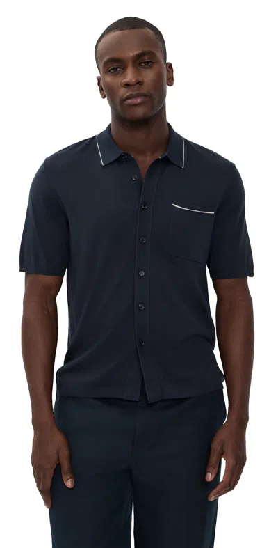 Rag & Bone Conrad Silk Blend Dalton Shirt Sal In Black