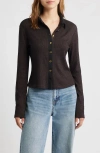 Rag & Bone Contrast Trim Rib Button-up Shirt In Brown