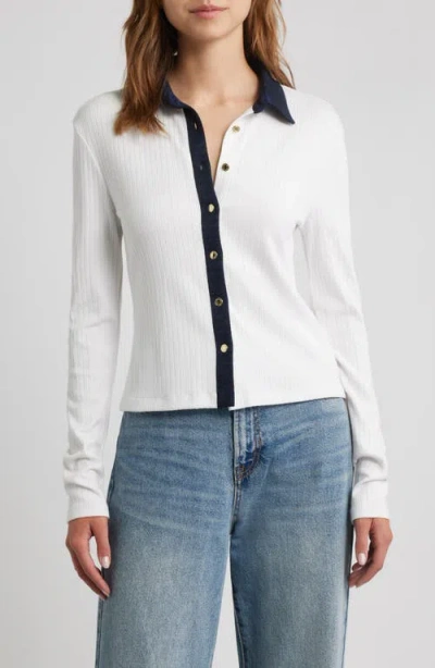 RAG & BONE RAG & BONE CONTRAST TRIM RIB BUTTON-UP SHIRT