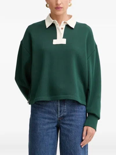 Rag & Bone Contrast-collar Polo Sweatshirt In Green