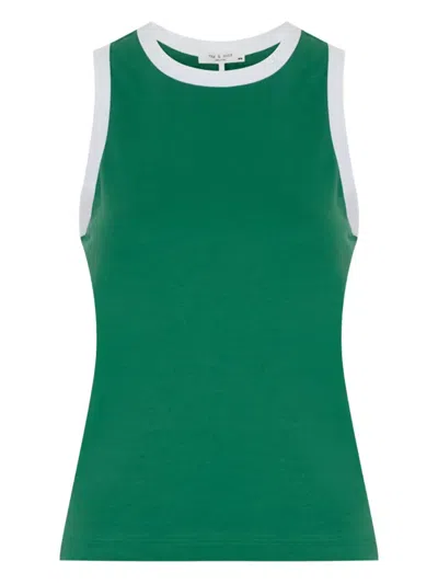 Rag & Bone Mia Racerback Ringer Tank Top In Green Multi
