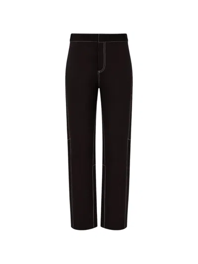Rag & Bone Contrast-stitch Straight-leg Trousers In Black