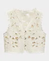Rag & Bone Coralie Floral Cut-out Cropped Vest In White
